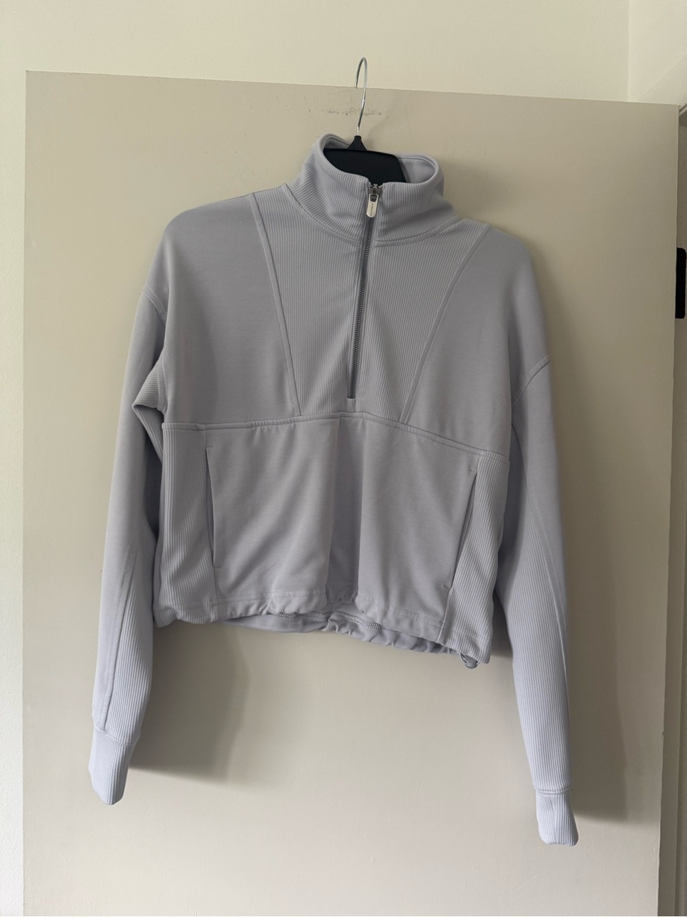 Athleta Light Gray Quarter-Zip Pullover Top - Women